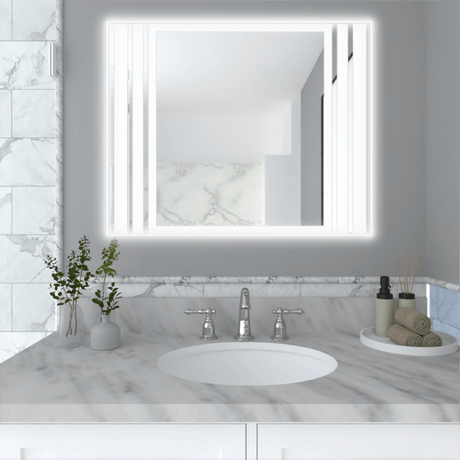 Espejo de Baño Led Apolo Plateado 100x80cm Rectangular con Sandblasting - Espejos de Baño | Bylmo