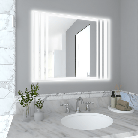 Espejo de Baño Led Apolo Plateado 100x80cm Rectangular con Sandblasting - Espejos de Baño | Bylmo