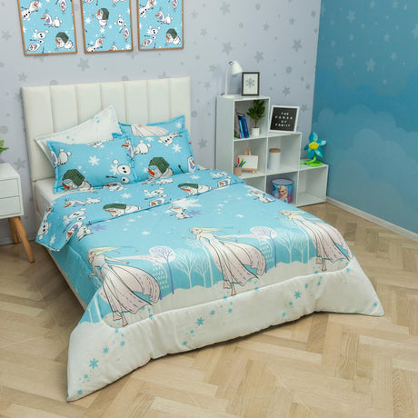 Cubrelecho Acolchado Infantil Azul para Cama Doble 140 X 190 Cm Doble Faz de Frozen - Otros textiles | Bylmo