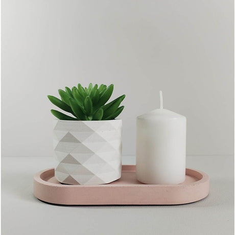 Matera de mesa Lira Blanco 7x6cm de Cemento Circular de 0.2 Litros - Jardineria | Bylmo