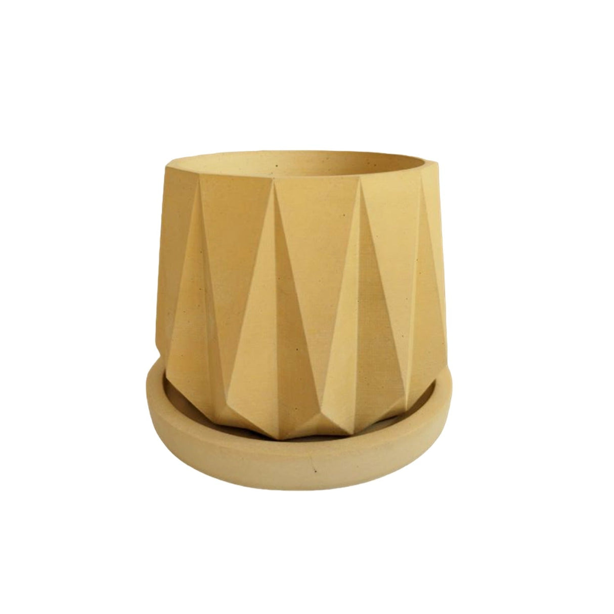 Matera de mesa Lirio Amarillo 10x2cm de Cemento Circular de 0.2 Litros - Jardineria | Bylmo