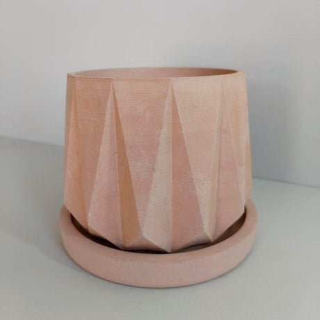 Matera de mesa Lirio Palo de Rosa 10x2cm de Cemento Circular de 0.2 Litros - Jardineria | Bylmo