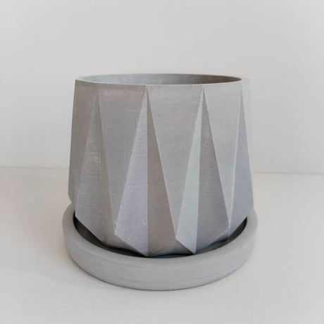 Matera de mesa Lirio Gris 10x2cm de Cemento Circular de 0.2 Litros - Jardineria | Bylmo