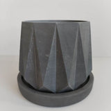 Matera de mesa Lirio Gris Oscuro 10x2cm de Cemento Circular de 0.2 Litros - Jardineria | Bylmo