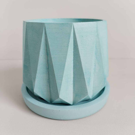 Matera de mesa Lirio Aguamarina 10x2cm de Cemento Circular de 0.2 Litros - Jardineria | Bylmo