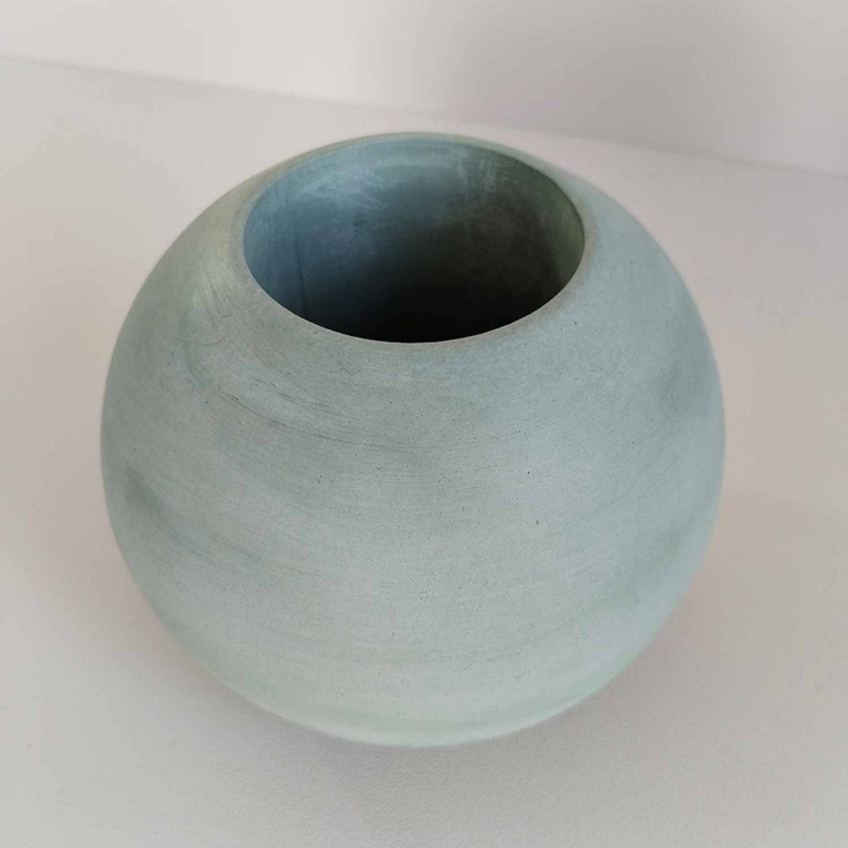 Matera de mesa Luna Verde Oliva 12x12cm de Cemento Circular de 1.4 Litros - Jardineria | Bylmo