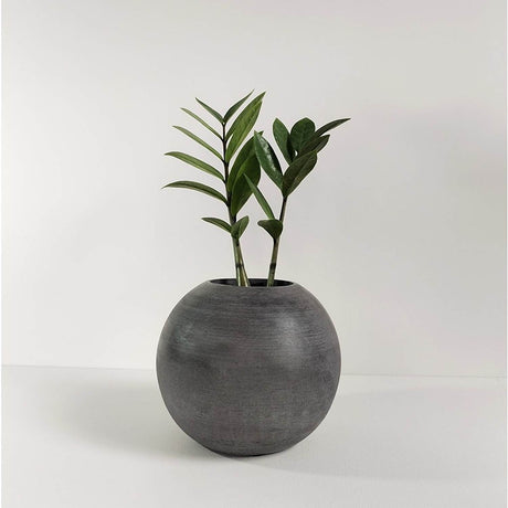 Matera de mesa Luna Gris Oscuro 12x12cm de Cemento Circular de 1.4 Litros - Jardineria | Bylmo