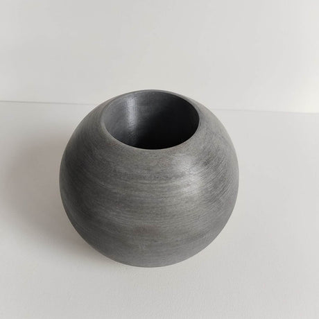 Matera de mesa Luna Gris Oscuro 12x12cm de Cemento Circular de 1.4 Litros - Jardineria | Bylmo