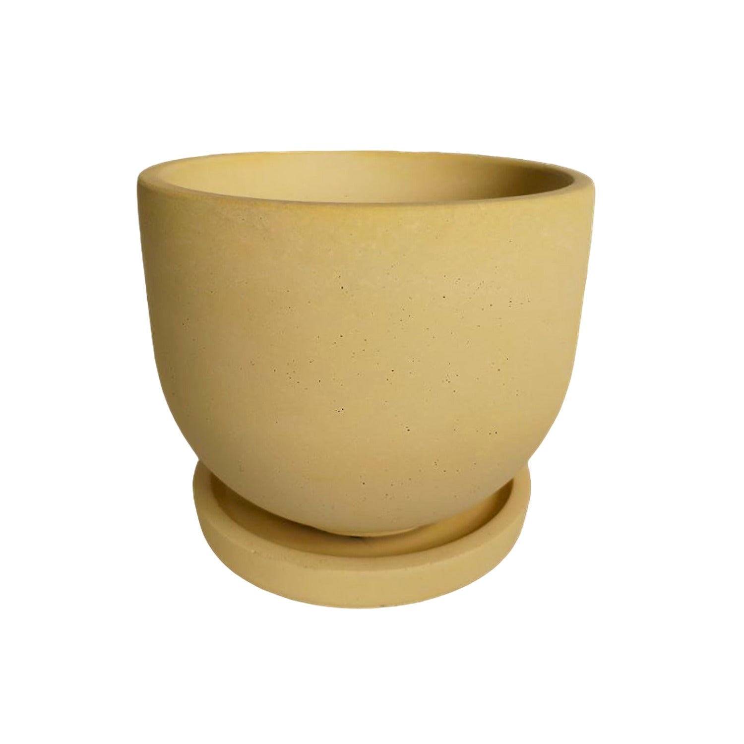 Matera de mesa María Amarillo 15x13cm de Cemento Circular de 2.3 Litros - Jardineria | Bylmo