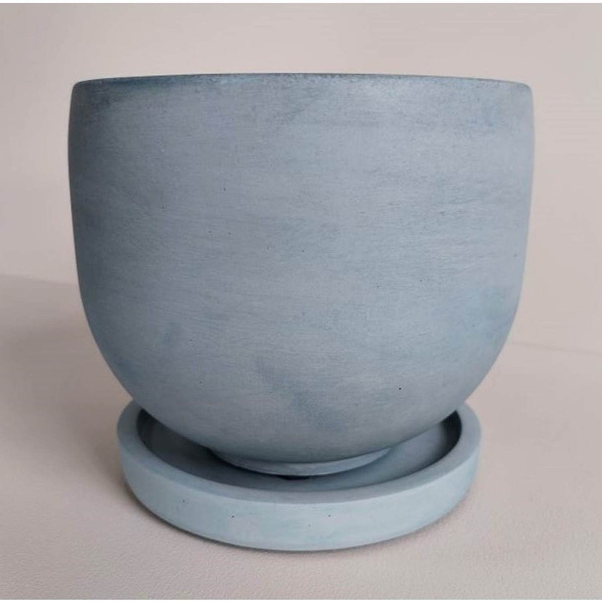 Matera de mesa María Azul Petróleo 15x13cm de Cemento Circular de 2.3 Litros - Jardineria | Bylmo