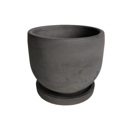 Matera de mesa María Gris Oscuro 15x13cm de Cemento Circular de 2.3 Litros - Jardineria | Bylmo