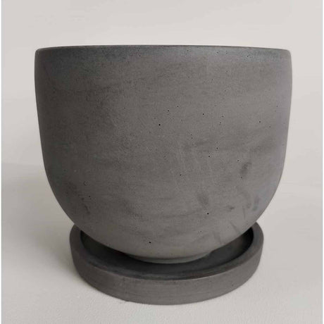 Matera de mesa María Gris Oscuro 15x13cm de Cemento Circular de 2.3 Litros - Jardineria | Bylmo