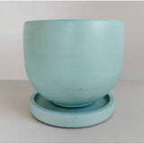 Matera de mesa María Aguamarina 15x13cm de Cemento Circular de 2.3 Litros - Jardineria | Bylmo
