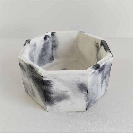 Matera de mesa Terrario Mármol Negro 18x9cm de Cemento Octagonal de 3.5 Litros - Jardineria | Bylmo