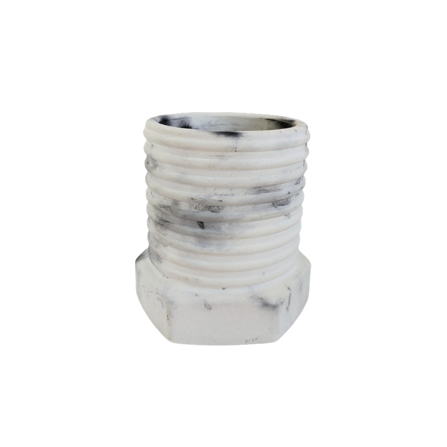 Matera de mesa Tornillo Mármol Negro 10x10cm de Cemento Circular de 0.8 Litros - Jardineria | Bylmo