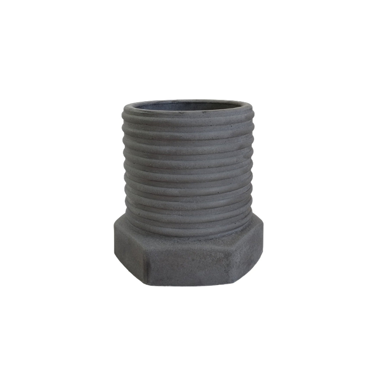 Matera de mesa Tornillo Gris Oscuro 10x10cm de Cemento Circular de 0.8 Litros - Jardineria | Bylmo
