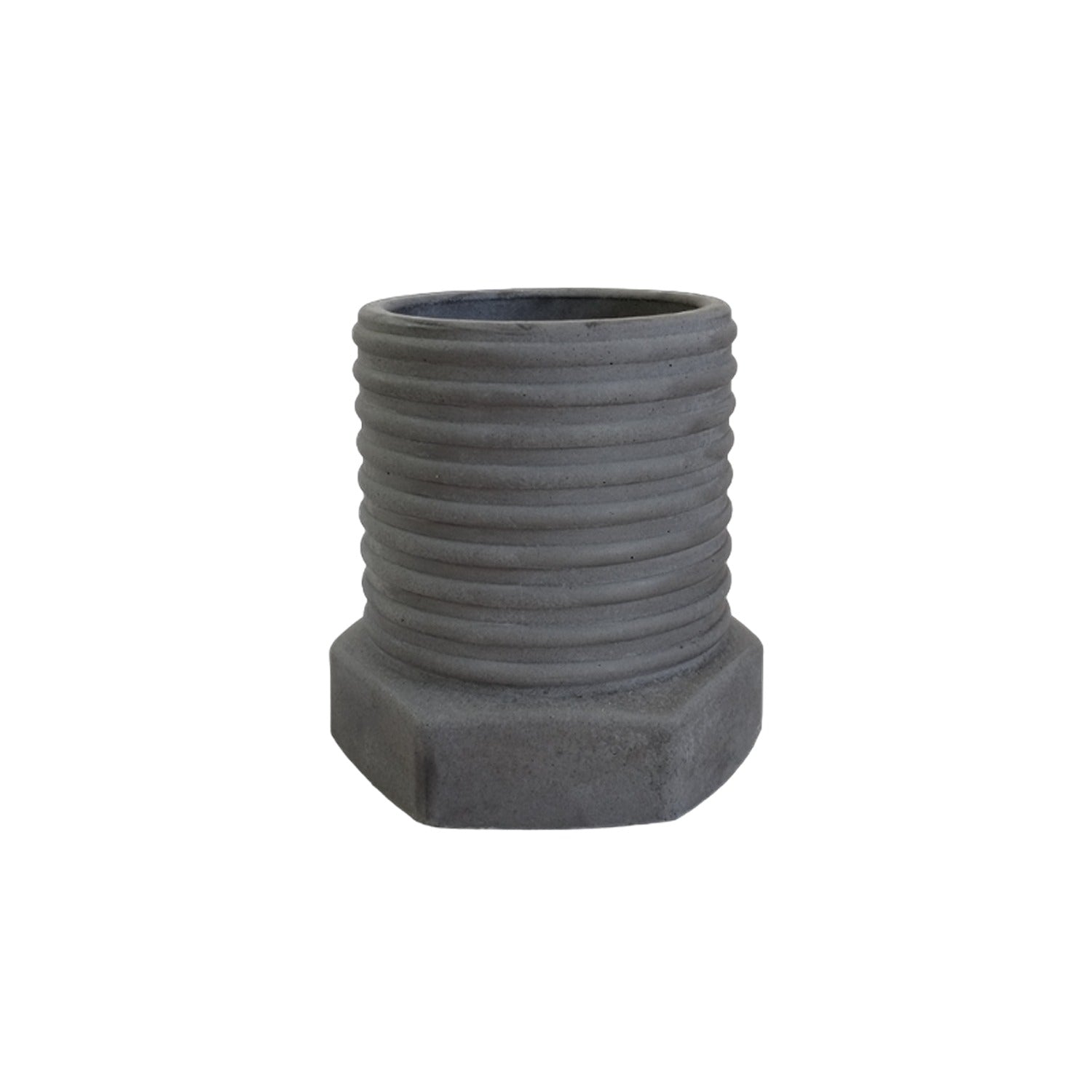 Matera de mesa Tornillo Gris Oscuro 10x10cm de Cemento Circular de 0.8 Litros - Jardineria | Bylmo