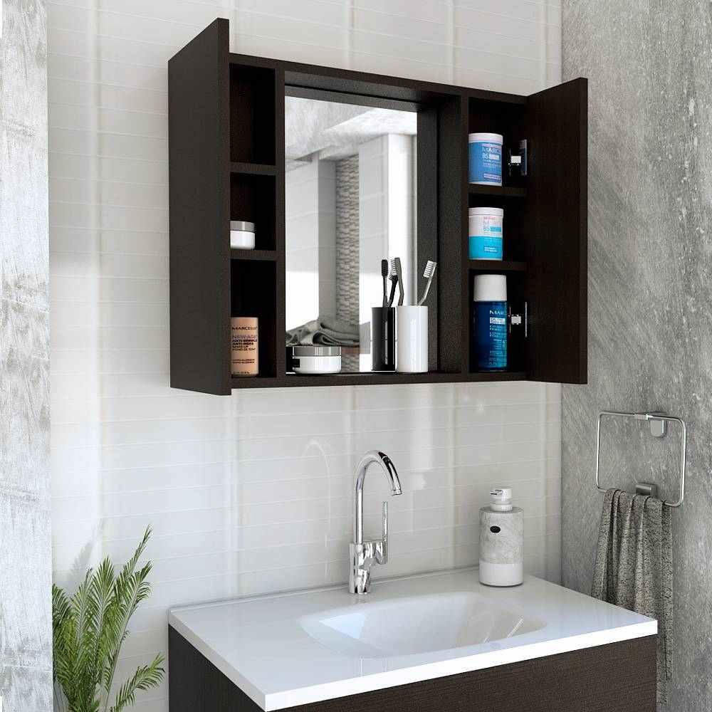 Gabinete Artemisa Wengue 60 cm con Dos Puertas y Espejo - Gabinetes | Bylmo