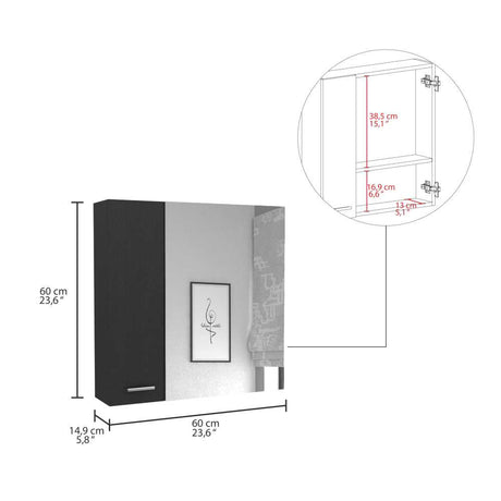 Gabinete de Baño Barcelona Wengue 60x60cm Cuadrado con Espejo y con Dos Entrepaños - Gabinetes | Bylmo