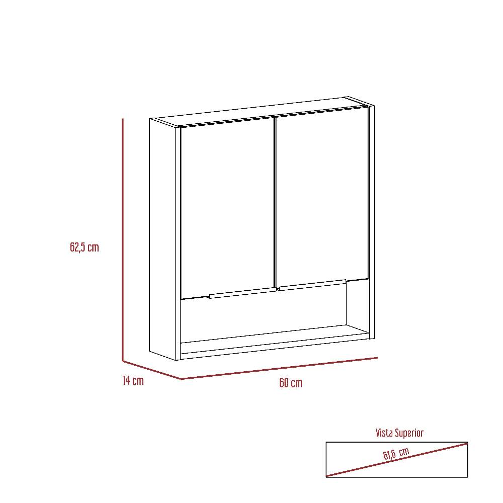 Gabinete Jaspe Coñac 60 cm con Dos Puertas y Espejo - Gabinetes | Bylmo