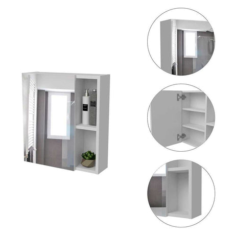 Gabinete de Baño Labelle Plus Blanco 45x49.7cm Cuadrado con Espejo y con Tres Entrepaños - Gabinetes | Bylmo