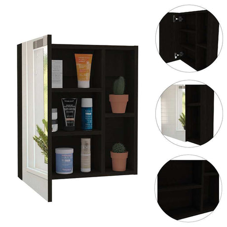 Gabinete de Baño Labelle Plus Wengue 45x49.7cm Cuadrado con Espejo y con Tres Entrepaños - Gabinetes | Bylmo