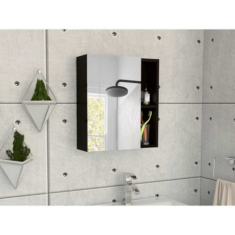 Gabinete de Baño Labelle Plus Wengue 45x49.7cm Cuadrado con Espejo y con Tres Entrepaños - Gabinetes | Bylmo