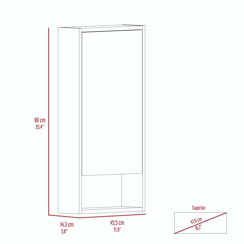 Gabinete de Baño Mariana Blanco 45.5x90cm Rectangular con Espejo y con Dos Entrepaños - Gabinetes | Bylmo