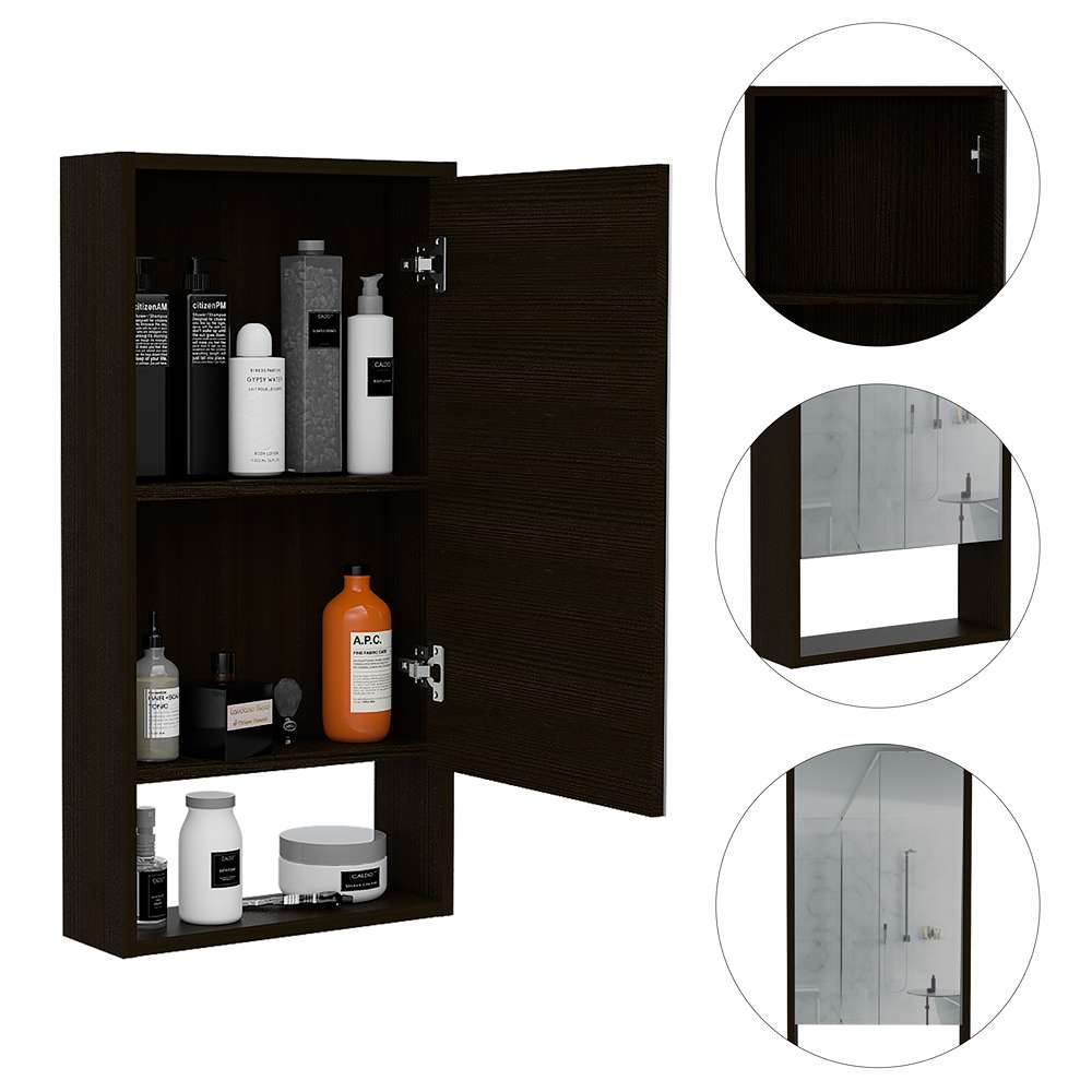Gabinete Marianna Wengue 45 cm con Espejo y Entrepaño - Gabinetes | Bylmo