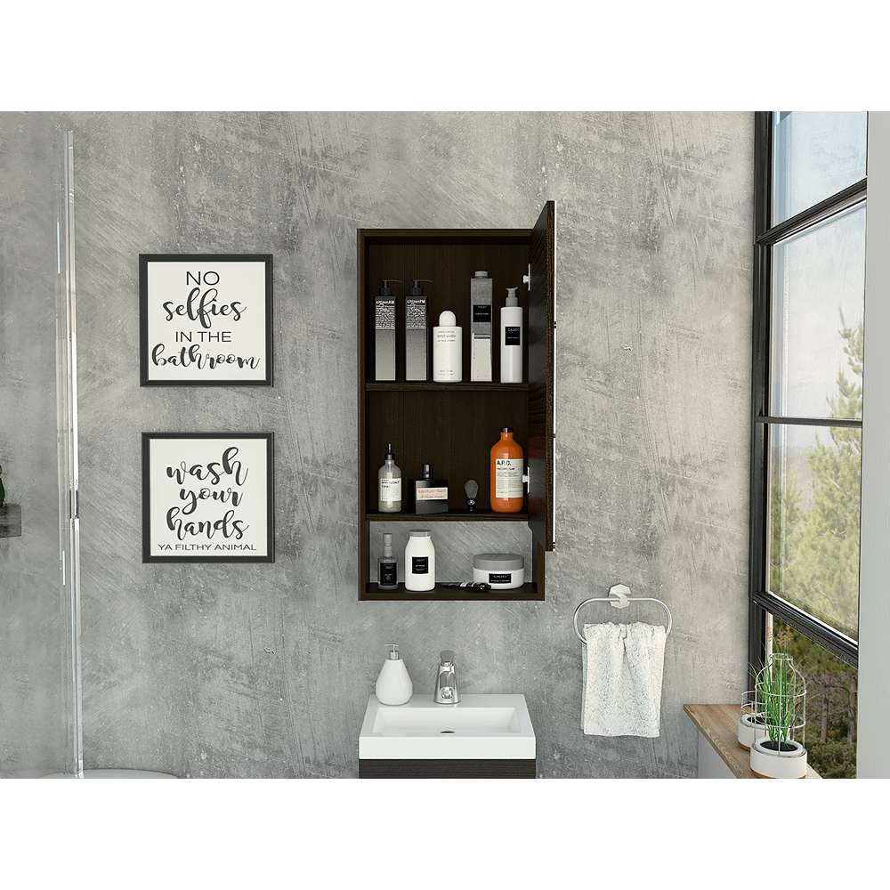 Gabinete Marianna Wengue 45 cm con Espejo y Entrepaño - Gabinetes | Bylmo