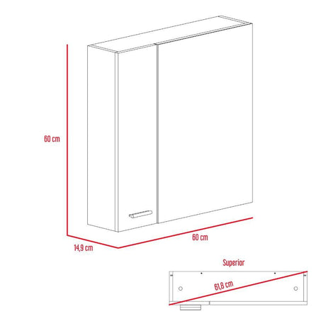 Gabinete de Baño Sines Wengue 60x60cm Cuadrado con Espejo y con Dos Entrepaños - Gabinetes | Bylmo