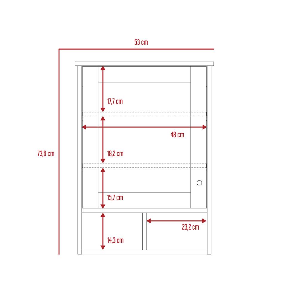 Gabinete de Baño Viña Blanco 53x73.6cm Cuadrado con Espejo y con Tres Entrepaños - Gabinetes | Bylmo