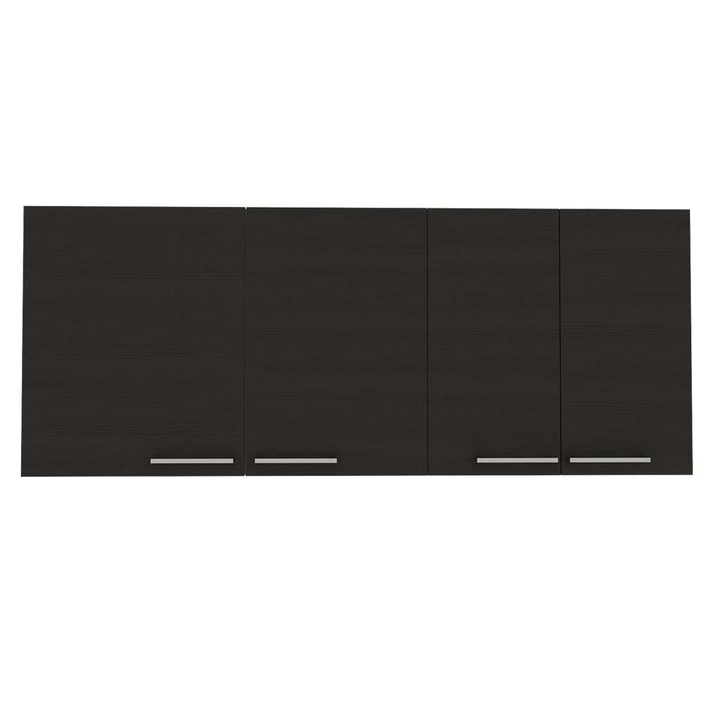 Mueble Superior de Cocina Blanco y Wengue 150x60cm con Un Entrepaño y con Cuatro Puertas