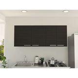 Mueble Superior de Cocina Blanco y Wengue 150x60cm con Un Entrepaño y con Cuatro Puertas