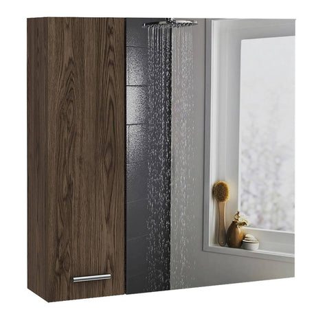 Gabinete de Baño Sines Coñac 60x60cm Cuadrado con Espejo y con Dos Entrepaños - Gabinetes | Bylmo