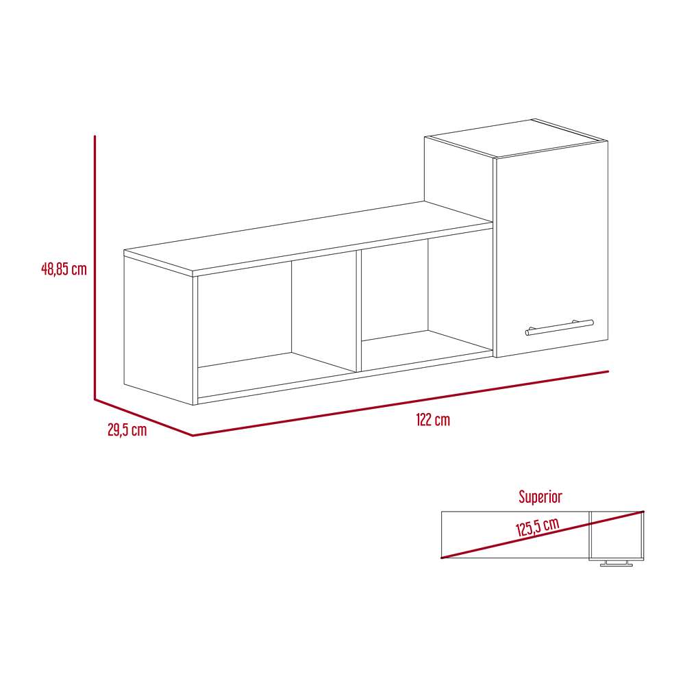 Biblioteca Flotante Newport Duna 122 cm con Entrepaños y Puerta - Bibliotecas | Bylmo
