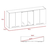Mueble Superior de Cocina Rovere y Blanco 150x60cm con Seis Puertas con Locero - Cocinas | Bylmo