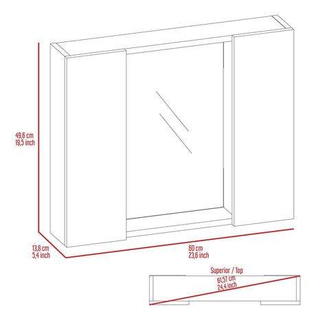 Gabinete de Baño Artemisa Ceniza 60x50cm Cuadrado con Espejo y con Cuatro Entrepaños - Gabinetes de Baño | Bylmo