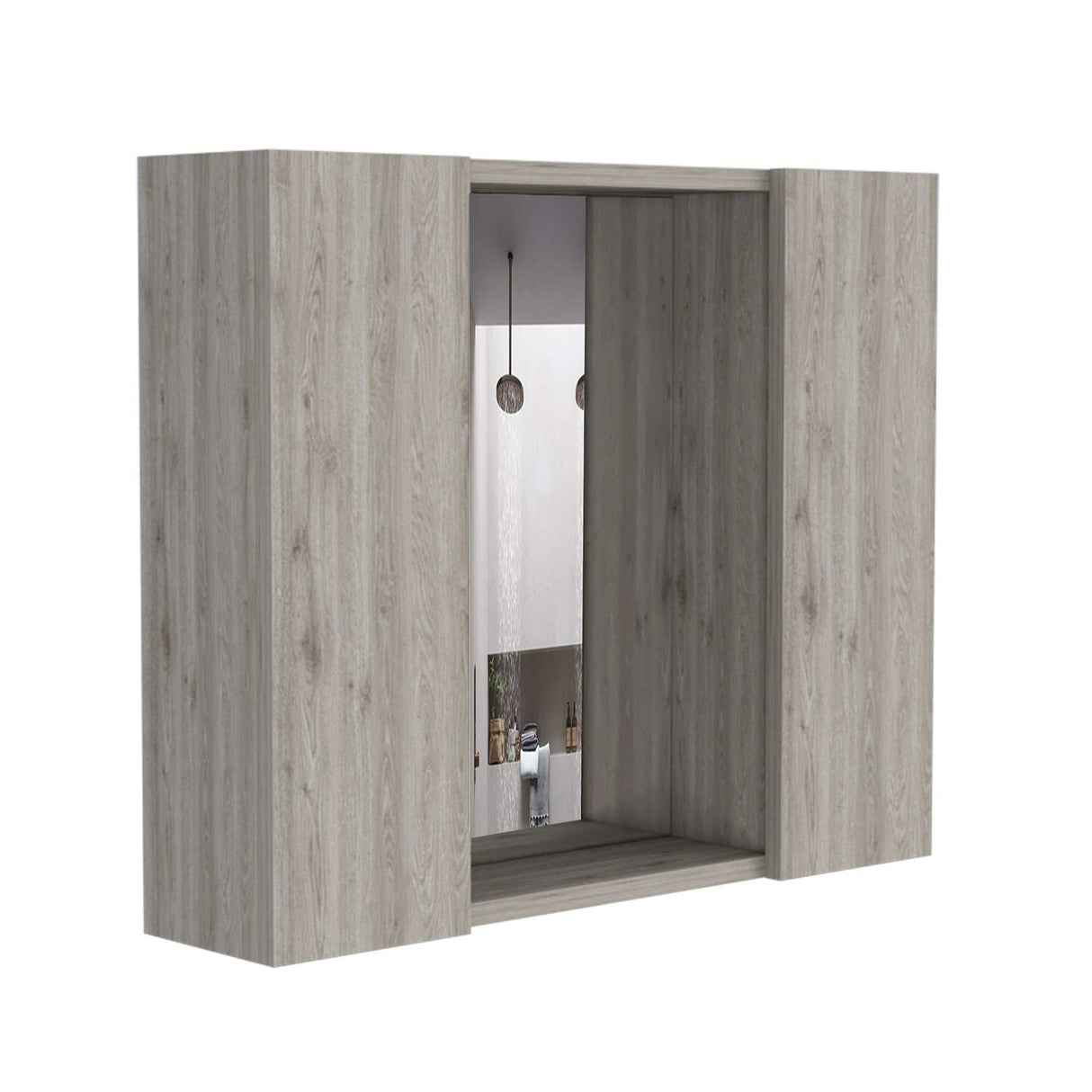 Gabinete de Baño Artemisa Ceniza 60x50cm Cuadrado con Espejo y con Cuatro Entrepaños - Gabinetes de Baño | Bylmo
