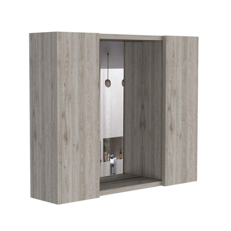 Gabinete de Baño Artemisa Ceniza 60x50cm Cuadrado con Espejo y con Cuatro Entrepaños - Gabinetes de Baño | Bylmo