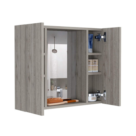 Gabinete de Baño Artemisa Ceniza 60x50cm Cuadrado con Espejo y con Cuatro Entrepaños - Gabinetes de Baño | Bylmo