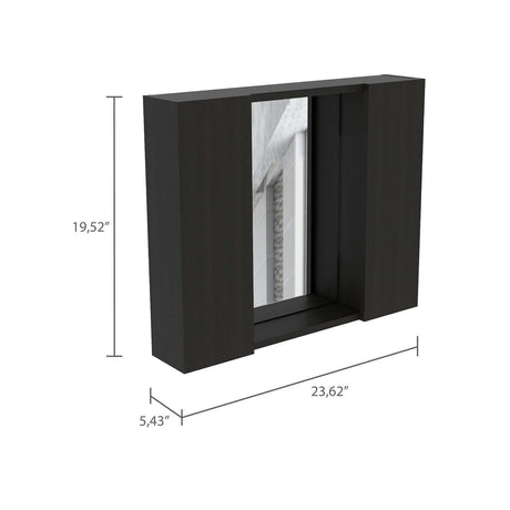 Gabinete de Baño Artemisa Wengue 60x50cm Cuadrado con Espejo y con Cuatro Entrepaños - Gabinetes de Baño | Bylmo