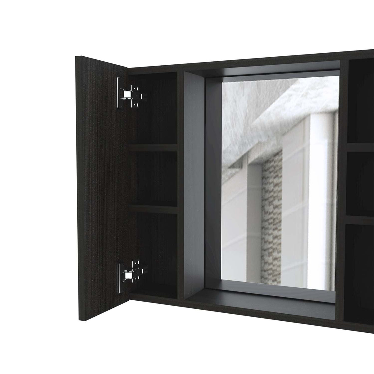 Gabinete de Baño Artemisa Wengue 60x50cm Cuadrado con Espejo y con Cuatro Entrepaños - Gabinetes de Baño | Bylmo