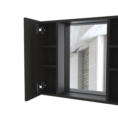 Gabinete de Baño Artemisa Wengue 60x50cm Cuadrado con Espejo y con Cuatro Entrepaños - Gabinetes de Baño | Bylmo