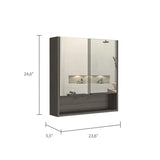 Gabinete de Baño Jaspe Ceniza 60x63cm Cuadrado con Espejo y con Tres Entrepaños - Gabinetes de Baño | Bylmo