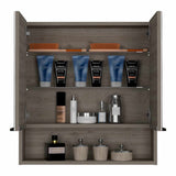 Gabinete de Baño Jaspe Ceniza 60x63cm Cuadrado con Espejo y con Tres Entrepaños - Gabinetes de Baño | Bylmo
