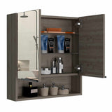 Gabinete de Baño Jaspe Ceniza 60x63cm Cuadrado con Espejo y con Tres Entrepaños - Gabinetes de Baño | Bylmo
