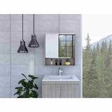 Gabinete de Baño Jaspe Ceniza 60x63cm Cuadrado con Espejo y con Tres Entrepaños - Gabinetes de Baño | Bylmo