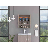 Gabinete de Baño Jaspe Ceniza 60x63cm Cuadrado con Espejo y con Tres Entrepaños - Gabinetes de Baño | Bylmo