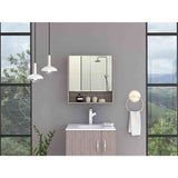 Gabinete de Baño Jaspe Ceniza 60x63cm Cuadrado con Espejo y con Tres Entrepaños - Gabinetes de Baño | Bylmo